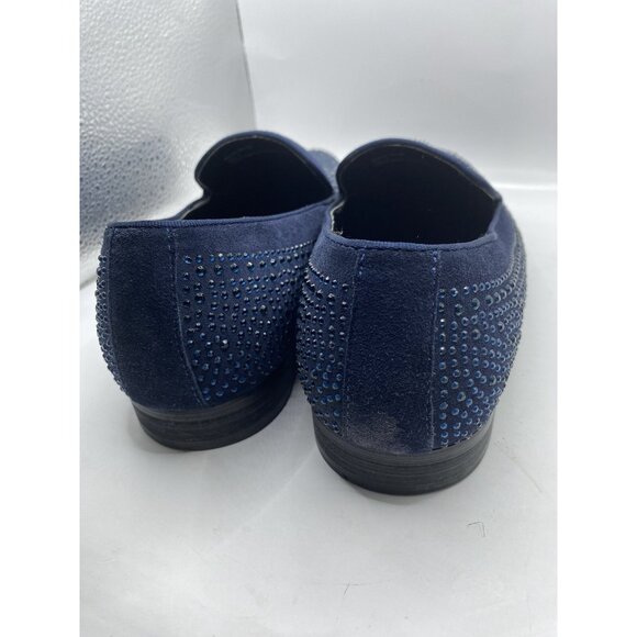 Moretti Blue Black Label Size 8 Crystal Loafer Leather Upper Slip on Red Bottoms - Picture 4 of 10